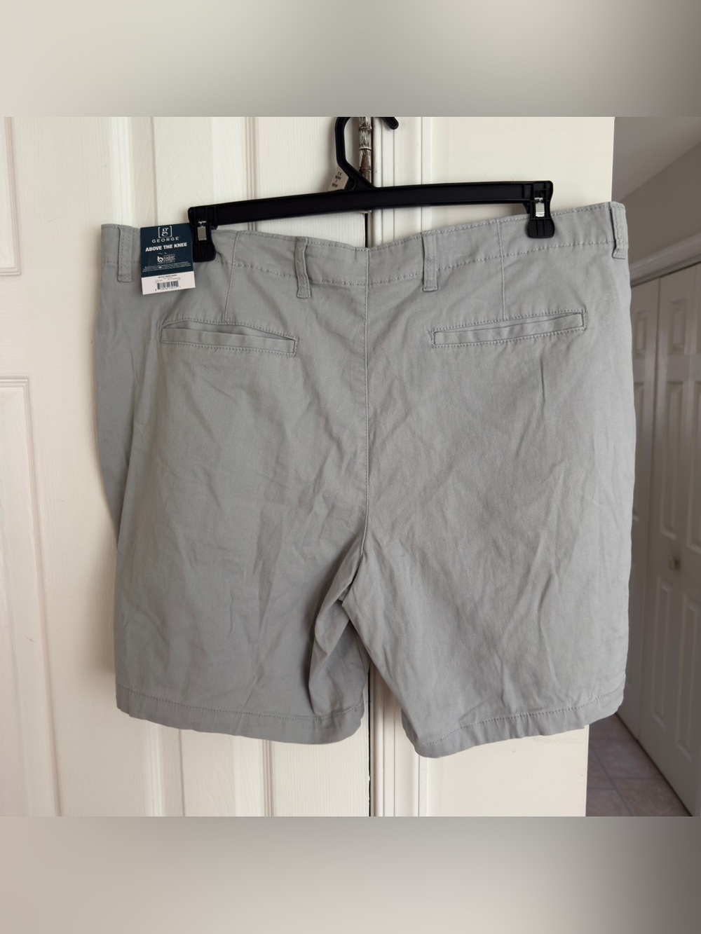 George Mens Size 44 Shorts Gray Above Knee Flat Front Cotton Stretch Chino Golf - Picture 2 of 11